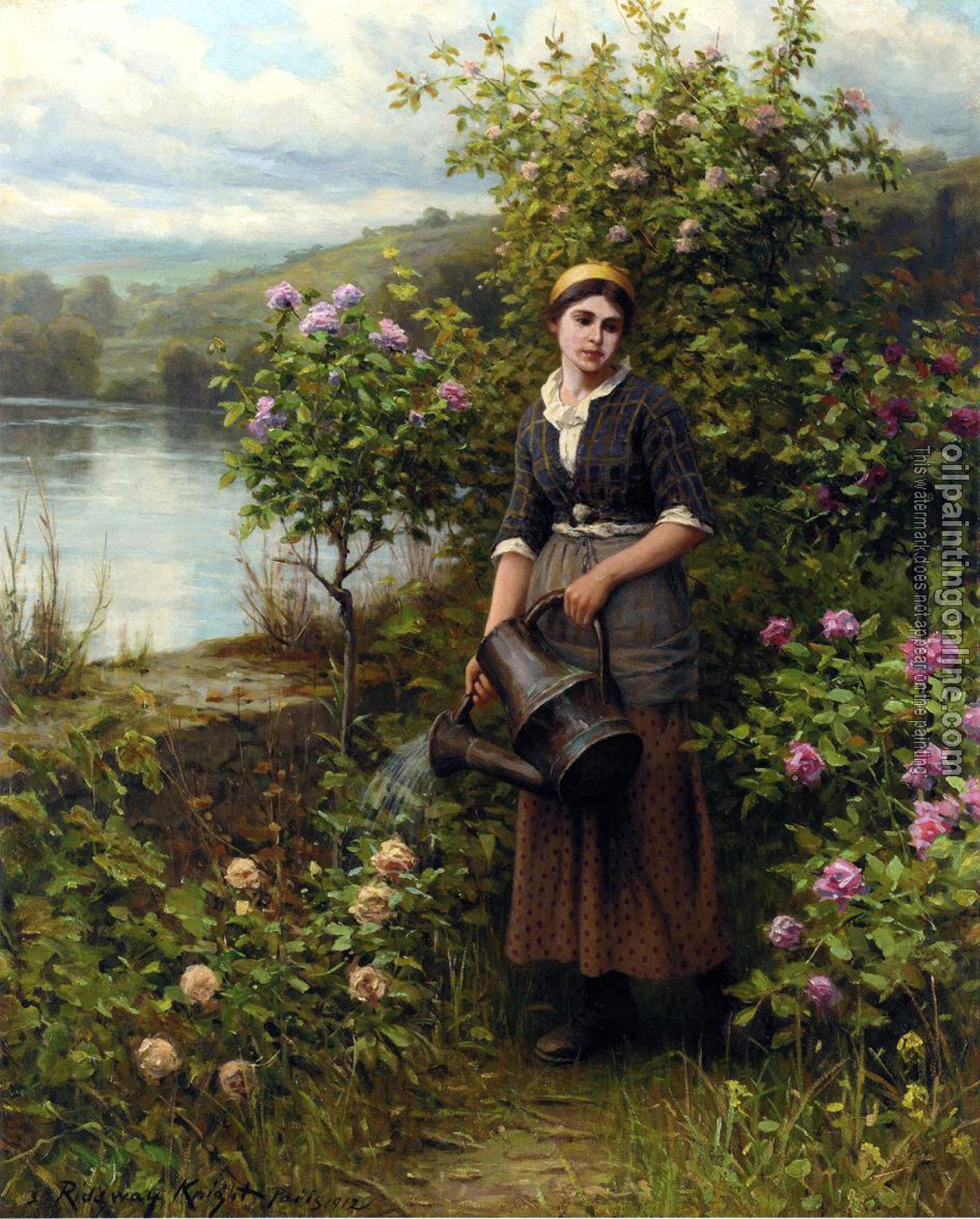 Daniel Ridgway Knight - Watering the Garden